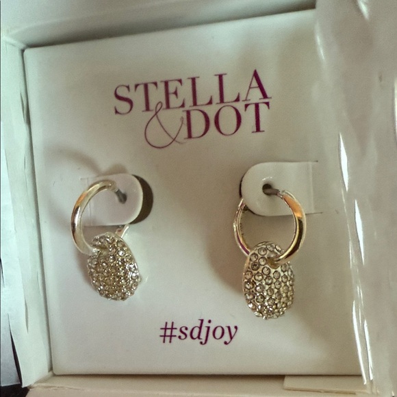 Stella & Dot Silver Textured Drop Earrings - Picture 2 of 2